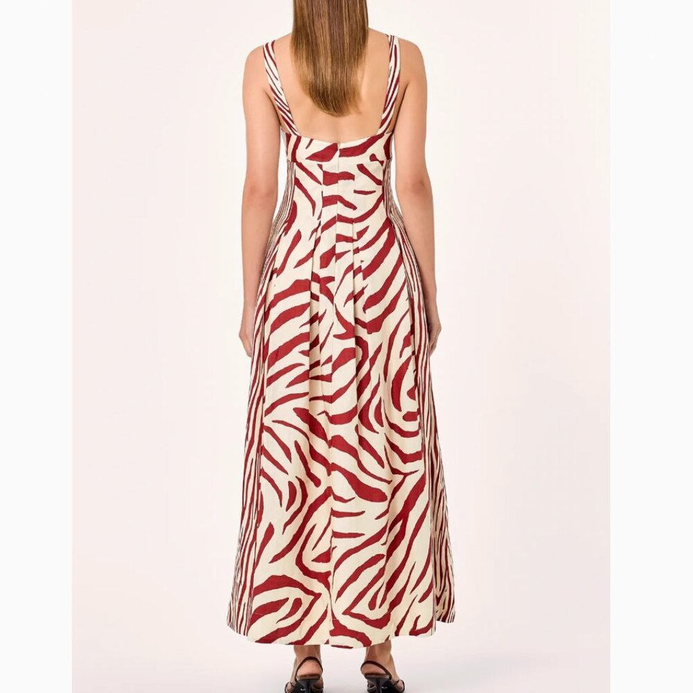 NWT NICHOLAS Selene Linen Maxi Dress Sz4/6 Brick Toledo Print - Picture 3 of 7